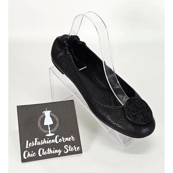 Tory Burch Women's Black Leather Ballet Flat Minnie Travel Flats Size 8 - Picture 13 of 14